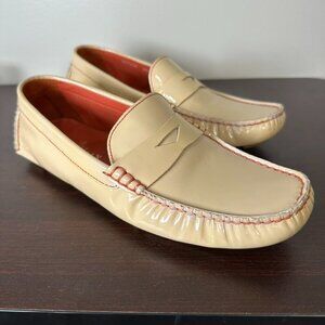 Cole Haan Howland Penny Loafers Women's Size 8.5 Cream Patent Leather Preppy